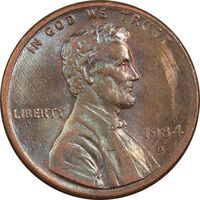 سکه 1 سنت 1984D لینکلن - AU58 - آمریکا