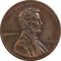 سکه 1 سنت 1996D لینکلن - EF45 - آمریکا