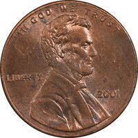 سکه 1 سنت 2001 لینکلن - MS62 - آمریکا