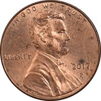 سکه 1 سنت 2017P لینکلن - MS62 - آمریکا