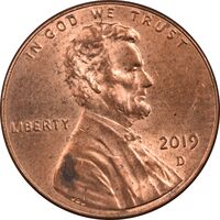 سکه 1 سنت 2019D لینکلن - MS62 - آمریکا
