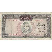 اسکناس 500 ریال (آموزگار - سمیعی) نوشته قرمز - تک - VF25 - محمد رضا شاه