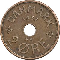 سکه 2 اوره 1937 کریستیان دهم - EF40 - دانمارک