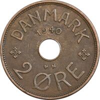 سکه 2 اوره 1940 کریستیان دهم - EF40 - دانمارک