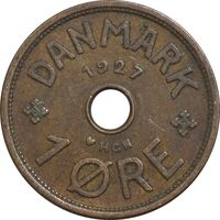 سکه 1 اوره 1927 کریستیان دهم - EF45 - دانمارک