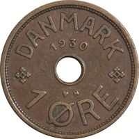 سکه 1 اوره 1930 کریستیان دهم - EF45 - دانمارک