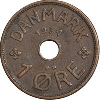 سکه 1 اوره 1934 کریستیان دهم - EF45 - دانمارک