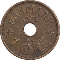 سکه 1 اوره 1935 کریستیان دهم - EF45 - دانمارک