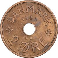 سکه 2 اوره 1930 کریستیان دهم - AU50 - دانمارک