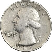 سکه کوارتر دلار 1966 واشنگتن - VF30 - آمریکا