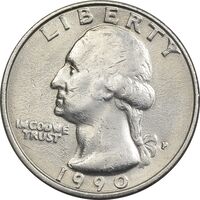 سکه کوارتر دلار 1990P واشنگتن - EF40 - آمریکا