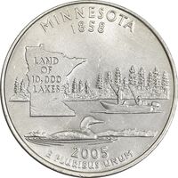 سکه کوارتر دلار 2005P ایالتی (مینسوتا) - MS62 - آمریکا