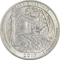 سکه کوارتر دلار 2017D (رودخانه های اوزارک) - MS62 - آمریکا