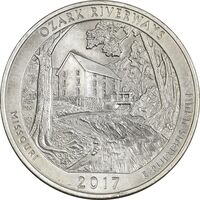 سکه کوارتر دلار 2017P (رودخانه های اوزارک) - MS61 - آمریکا