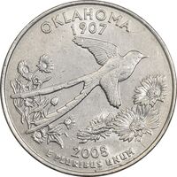 سکه کوارتر دلار 2008P ایالتی (اوکلاهما) - AU55 - آمریکا