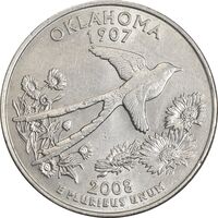 سکه کوارتر دلار 2008P ایالتی (اوکلاهما) - AU58 - آمریکا