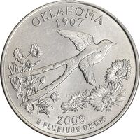 سکه کوارتر دلار 2008P ایالتی (اوکلاهما) - MS61 - آمریکا