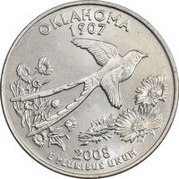 سکه کوارتر دلار 2008D ایالتی (اوکلاهما) - MS63 - آمریکا