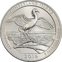 سکه کوارتر دلار 2018P جزیره کامبرلند - MS63 - آمریکا