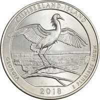 سکه کوارتر دلار 2018P جزیره کامبرلند - MS62 - آمریکا