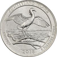 سکه کوارتر دلار 2018D جزیره کامبرلند - MS61 - آمریکا