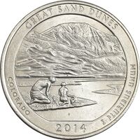 سکه کوارتر دلار 2014P (پارک ملی تل‌ماسه‌های بزرگ) - AU58 - آمریکا