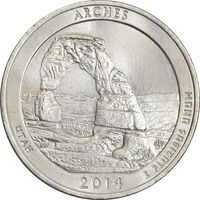 سکه کوارتر دلار 2014D (پارک ملی آرچز) - AU58 - آمریکا