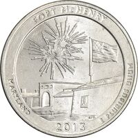 سکه کوارتر دلار 2013D (قلعه‌ تاریخی فورت مک‌ هنری) - AU58 - آمریکا