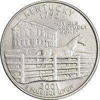 سکه کوارتر دلار 2001P ایالتی (کنتاکی) - AU55 - آمریکا
