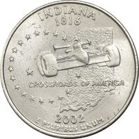 سکه کوارتر دلار 2002P ایالتی (ایندیانا) - AU55 - آمریکا