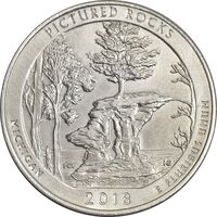 سکه کوارتر دلار 2018P ساحل دریاچه ملی راکس - AU55 - آمریکا