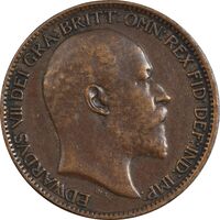 سکه 1 فارتینگ 1908 ادوارد هفتم - EF45 - انگلستان