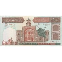 اسکناس 1000 ریال (نوربخش - عادلی) امضاء بزرگ - شماره کوچک - تک - UNC62 - جمهوری اسلامی