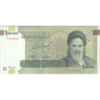 اسکناس 100000 ریال (حسینی - بهمنی) آرم غیر شفاف - تک - UNC63 - جمهوری اسلامی