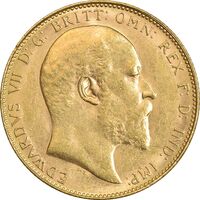 سکه طلا 1 ساورین 1908 ادوارد هفتم - MS61 - انگلیس