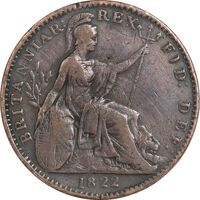 سکه 1 فارتینگ 1822 جرج چهارم - VF35 - انگلستان
