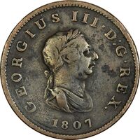 سکه 1/2 پنی 1807 جرج سوم - VF30 - انگلستان