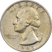 سکه کوارتر دلار 1993P واشنگتن - EF40 - آمریکا