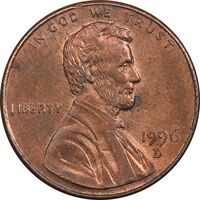 سکه 1 سنت 1996D لینکلن - AU58 - آمریکا