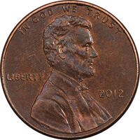 سکه 1 سنت 2012 لینکلن - AU55 - آمریکا