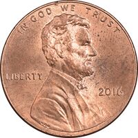 سکه 1 سنت 2016 لینکلن - MS62 - آمریکا
