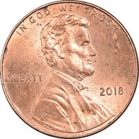 سکه 1 سنت 2018 لینکلن - MS62 - آمریکا