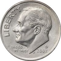 سکه 1 دایم 2002D روزولت - AU58 - آمریکا