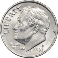 سکه 1 دایم 2003P روزولت - AU58 - آمریکا