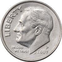 سکه 1 دایم 2003P روزولت - AU55 - آمریکا