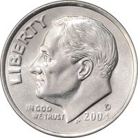 سکه 1 دایم 2004D روزولت - AU58 - آمریکا