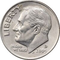 سکه 1 دایم 2005D روزولت - AU55 - آمریکا
