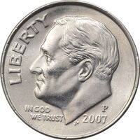سکه 1 دایم 2007P روزولت - MS61 - آمریکا