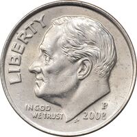 سکه 1 دایم 2008P روزولت - AU58 - آمریکا