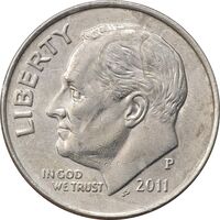 سکه 1 دایم 2011P روزولت - AU55 - آمریکا